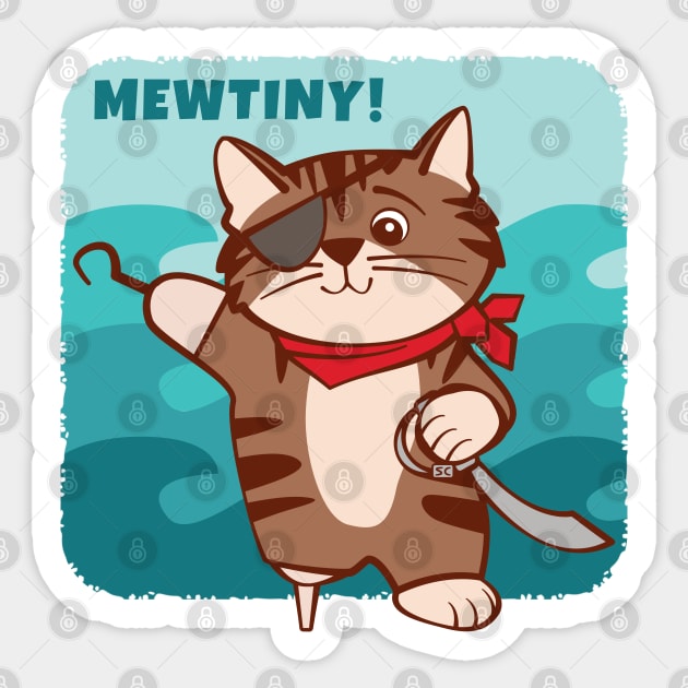 Pirate Cat Mutiny Mewtiny Sticker by Sue Cervenka